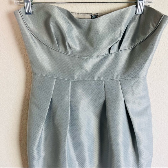 BCBG Max Azria Silver Woven Strapless Cocktail Mini Dress - Picture 8 of 12